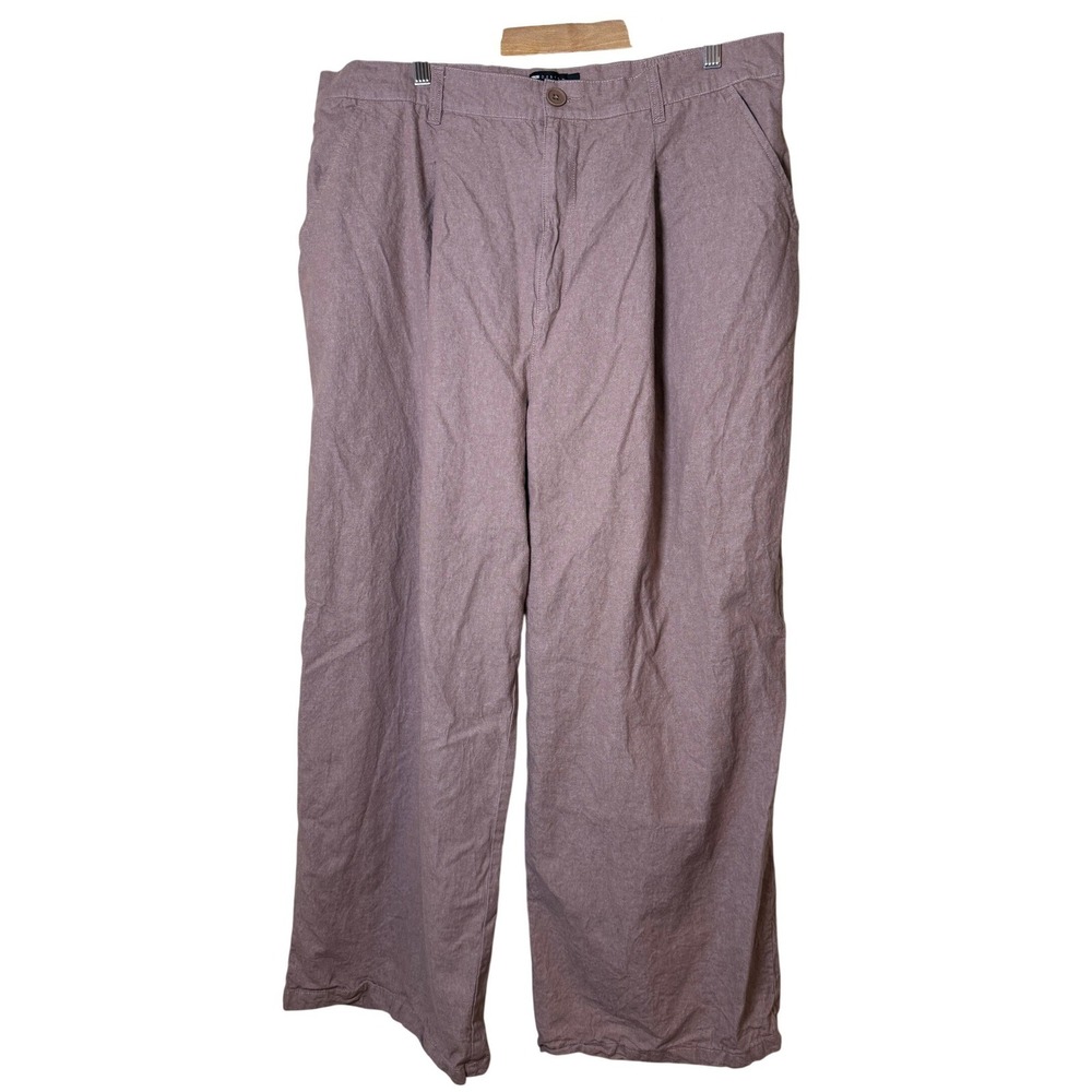 ASOS DESIGN Women Wide Leg Pants 14 Mauve Cotton Pleated High Rise Coastal Earth